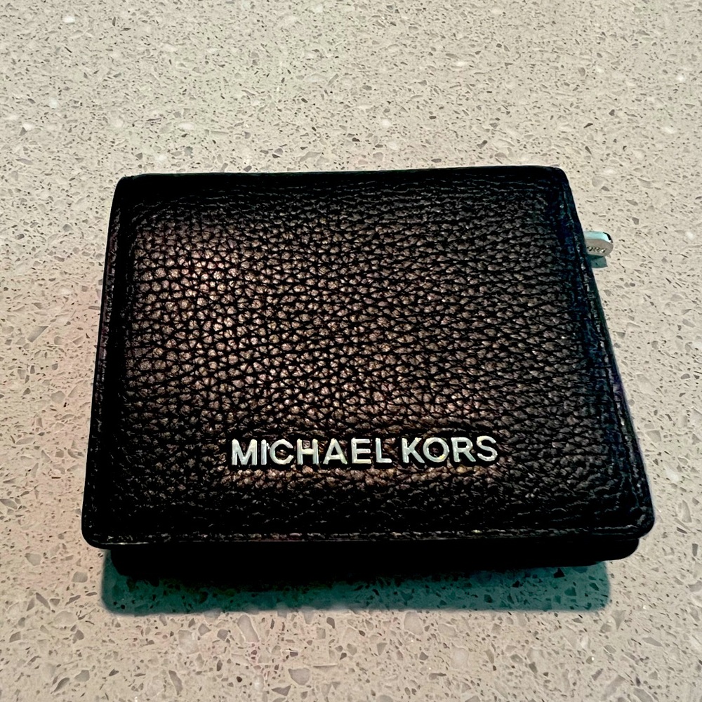 MK Pebbled Leather Compact Wallet